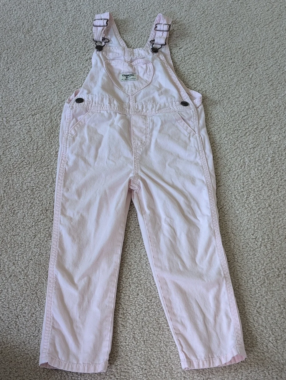 Oshkosh Light Pink Heart Pocket Overalls 4t